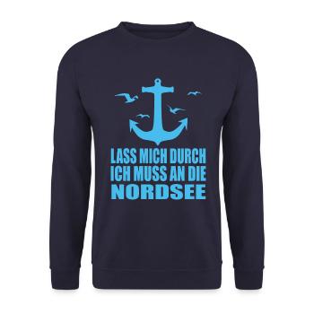 Wattenmeer Ebbe Flut Nordsee Büsum Küste Strand - Unisex Pullover - Navy - Vorne - Alina (178cm) & Michal (187cm)