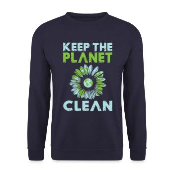 Umwelt Nachhaltigkeit Klima Wandel Spruch Schutz - Unisex Pullover - Navy - Vorne - Alina (178cm) & Michal (187cm)