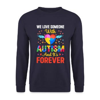 Autism Awareness Puzzle Piece Ribbon Funny Autism - Unisex Sweatshirt - navy - Front - Alina (178cm) & Michal (187cm)