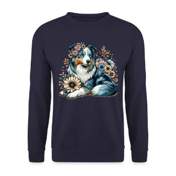 Berger australien Cottage Core Country House fleurs - Sweat-shirt Unisexe - marine - Devant - Alina (178cm) & Michal (187cm)