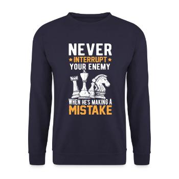 Funny Chess Strategy Game Checkmate Rook Chess - Unisex Sweatshirt - navy - Front - Alina (178cm) & Michal (187cm)