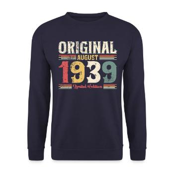 85th Birthday Original August 1939 Year 1939 - Unisex Sweatshirt - navy - Front - Alina (178cm) & Michal (187cm)
