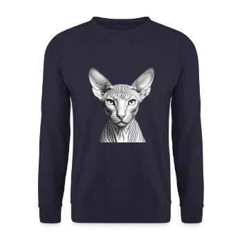 Coole Sphynx-Katze - Unisex Pullover - Navy - Vorne - Alina (178cm) & Michal (187cm)
