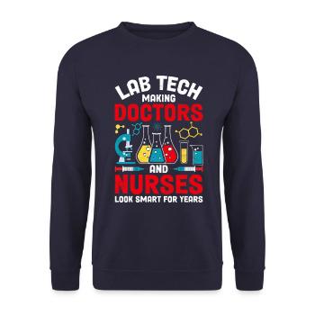 Technicien de laboratoire MLS CLS Technologue médical drôle - Sweat-shirt Unisexe - marine - Devant - Alina (178cm) & Michal (187cm)