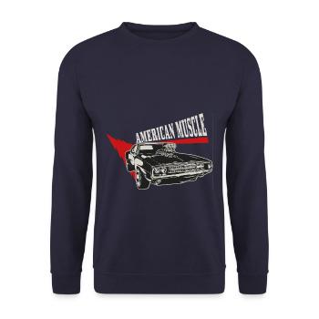 American Muscle Car Dogde Charger V8 Kompressor 3 - Unisex Pullover - Navy - Vorne - Alina (178cm) & Michal (187cm)