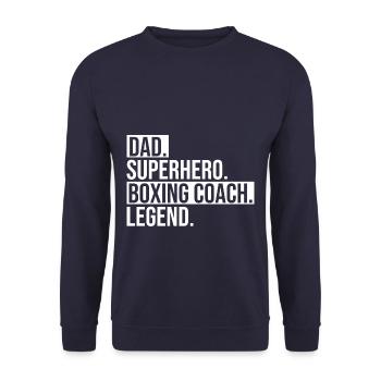 Dad Superhero Boxing Coach Legend - Unisex Pullover - Navy - Vorne - Alina (178cm) & Michal (187cm)