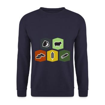 Funny Board Game Sheep Brick - Unisex Pullover - Navy - Vorne - Alina (178cm) & Michal (187cm)