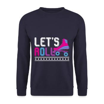 Retro Roller Skates Lets Roll - Unisex Pullover - Navy - Vorne - Alina (178cm) & Michal (187cm)