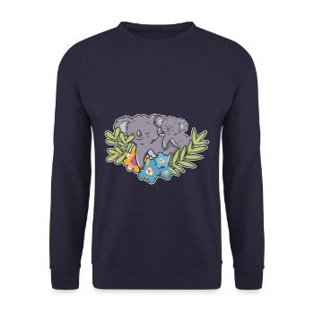 Cute Sleeping Koala - Unisex Pullover - Navy - Vorne - Alina (178cm) & Michal (187cm)