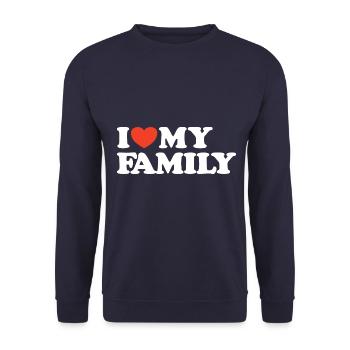 J’aime ma chemise cœur de famille - Sweat-shirt Unisexe - marine - Devant - Alina (178cm) & Michal (187cm)