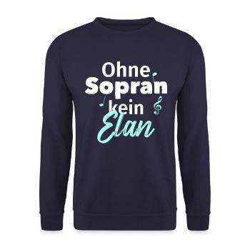 Ohne Sopran kein Elan! - Musiker Musikinstrument - Unisex Pullover - Navy - Vorne - Alina (178cm) & Michal (187cm)