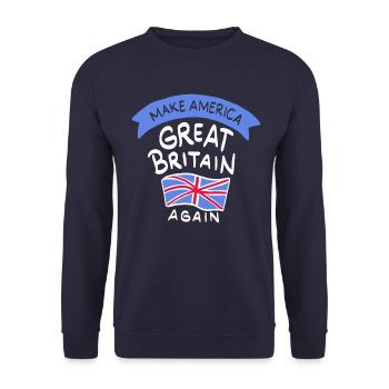 Faire à nouveau cadeau de l'Amérique Grande-Bretagne - Sweat-shirt Unisexe - marine - Devant - Alina (178cm) & Michal (187cm)