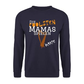 Die coolsten Mamas spielen Harfe - Musiker - Unisex Pullover - Navy - Vorne - Alina (178cm) & Michal (187cm)