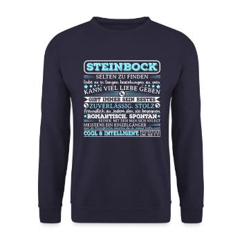 Steinbock Sternzeichen Eigenschaften - Unisex Pullover - Navy - Vorne - Alina (178cm) & Michal (187cm)