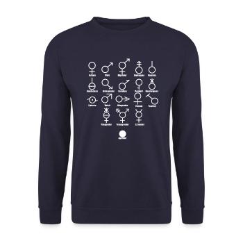 Gender Symbols Diversity Diversity in white - Unisex Sweatshirt - navy - Front - Alina (178cm) & Michal (187cm)