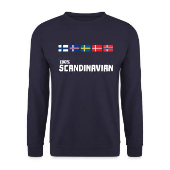 Skandinavien 100% Skandinavier Wikinger Flagge - Unisex Pullover - Navy - Vorne - Alina (178cm) & Michal (187cm)