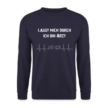 Lasst mich durch ich bin Arzt - Unisex Pullover - Navy - Vorne - Alina (178cm) & Michal (187cm)