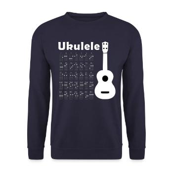 Ukulele Chords white - Unisex Sweatshirt - navy - Front - Alina (178cm) & Michal (187cm)
