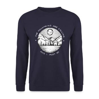 Mountains are calling T-shirt hiking adventure - Unisex Sweatshirt - navy - Front - Alina (178cm) & Michal (187cm)