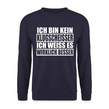Klugscheisser Geschenk - Unisex Pullover - Navy - Vorne - Alina (178cm) & Michal (187cm)