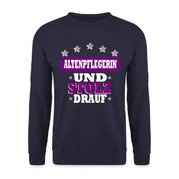 Altenpflegerin - Unisex Pullover - Navy - Vorne - Alina (178cm) & Michal (187cm)