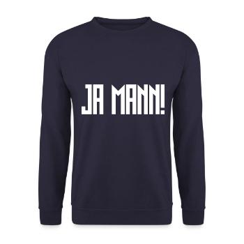 Ja Mann Spruch Cool Geschenk Idee - Unisex Pullover - Navy - Vorne - Alina (178cm) & Michal (187cm)