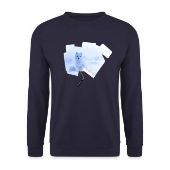 Farbroller Polarfuchs - Unisex Pullover - Navy - Vorne - Alina (178cm) & Michal (187cm)