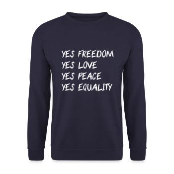 Yes! - Unisex Sweatshirt - navy - Front - Alina (178cm) & Michal (187cm)