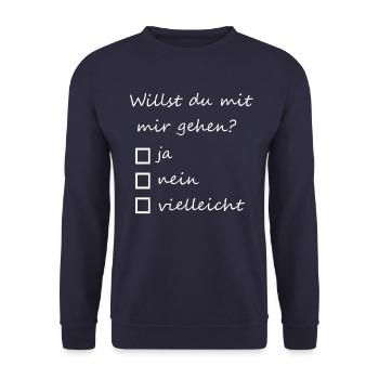 Willst du mit mir gehen ? - Unisex Pullover - Navy - Vorne - Alina (178cm) & Michal (187cm)