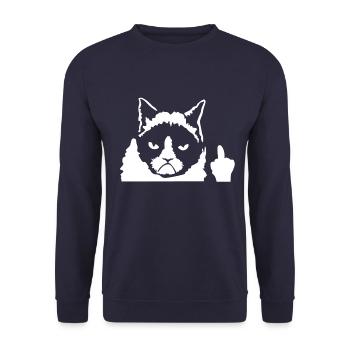 Angry Cat Cat Main Coon Persian Cat Gift - Unisex Sweatshirt - navy - Front - Alina (178cm) & Michal (187cm)