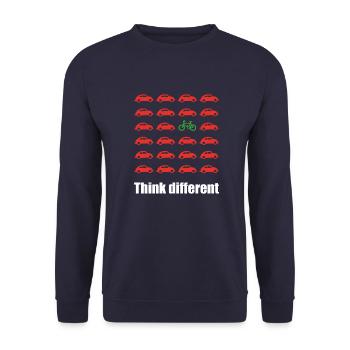 Nachhaltiges Fahrrad Rad Think different Geschenk - Unisex Pullover - Navy - Vorne - Alina (178cm) & Michal (187cm)