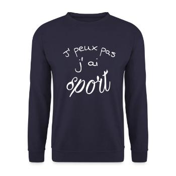 J'peux pas j'ai sport - Sweat-shirt Unisexe - marine - Devant - Alina (178cm) & Michal (187cm)