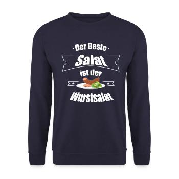 Der beste Salat ist der Wurstsalat - Unisex Pullover - Navy - Vorne - Alina (178cm) & Michal (187cm)