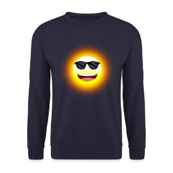 gelber lachende Sonne mit lässiger Sonnenbrille - Unisex Pullover - Navy - Vorne - Alina (178cm) & Michal (187cm)