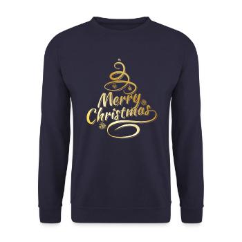 Merry Christmas Gold - Unisex Pullover - Navy - Vorne - Alina (178cm) & Michal (187cm)