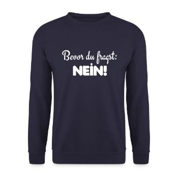 Bevor du fragst: Nein - Unisex Pullover - Navy - Vorne - Alina (178cm) & Michal (187cm)