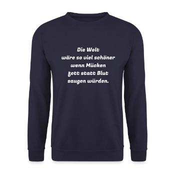 Die Welt wäre schöner wenn Mücken Fett saugen - Unisex Pullover - Navy - Vorne - Alina (178cm) & Michal (187cm)