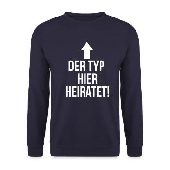 Le mec se marie ici - Sweat-shirt Unisexe - marine - Devant - Alina (178cm) & Michal (187cm)