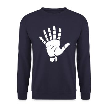 high six hand in white - Unisex Sweatshirt - navy - Front - Alina (178cm) & Michal (187cm)
