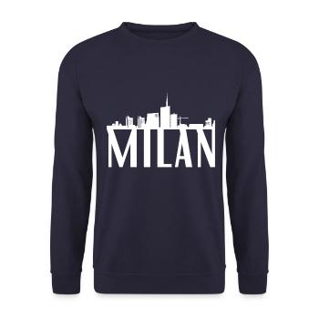 Milan Milano Mailand Italien Skyline Geschenk - Unisex Pullover - Navy - Vorne - Alina (178cm) & Michal (187cm)