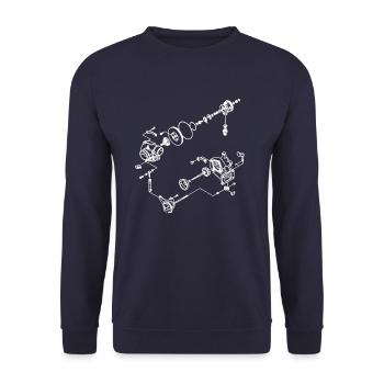 Turbolader Explosionszeichung Aufbau Boost - Unisex Pullover - Navy - Vorne - Alina (178cm) & Michal (187cm)
