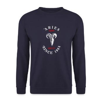 Widder Aries Bock Geschenk Sternzeichen Steinbock - Unisex Pullover - Navy - Vorne - Alina (178cm) & Michal (187cm)
