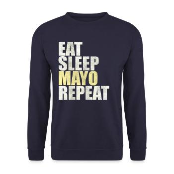 Eat Sleep Mayo Repeat Mayonnaise French Fries Gift - Unisex Sweatshirt - navy - Front - Alina (178cm) & Michal (187cm)