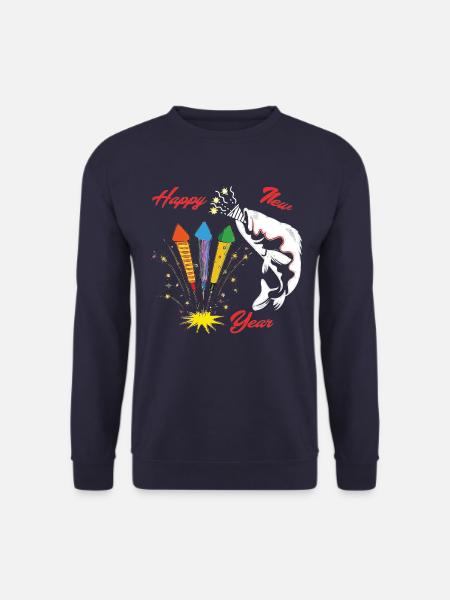Fisch Happy New Year Angler Rute Geschenk - Unisex Pullover - Navy