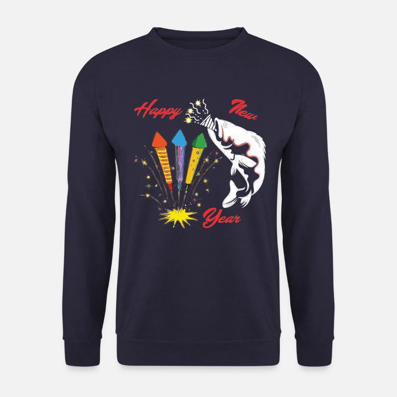 Fisch Happy New Year Angler Rute Geschenk - Unisex Pullover - Navy