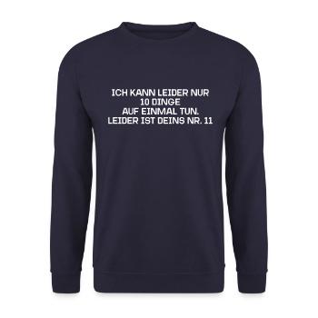 Büro Spruch Stress Kollegen Geschenk Spaß Kaffee - Unisex Pullover - Navy - Vorne - Alina (178cm) & Michal (187cm)