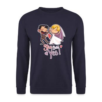Elle a dit oui paire de comics - Sweat-shirt Unisexe - marine - Devant - Alina (178cm) & Michal (187cm)