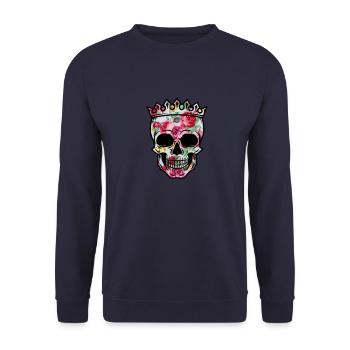 Flower Skull - Sweat-shirt Unisexe - marine - Devant - Alina (178cm) & Michal (187cm)