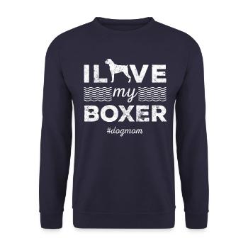 J'aime mon chien boxer - Sweat-shirt Unisexe - marine - Devant - Alina (178cm) & Michal (187cm)