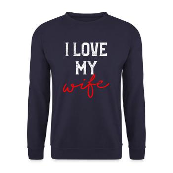 ich liebe meine frau - Unisex Pullover - Navy - Vorne - Alina (178cm) & Michal (187cm)